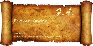 Ficker Andor névjegykártya